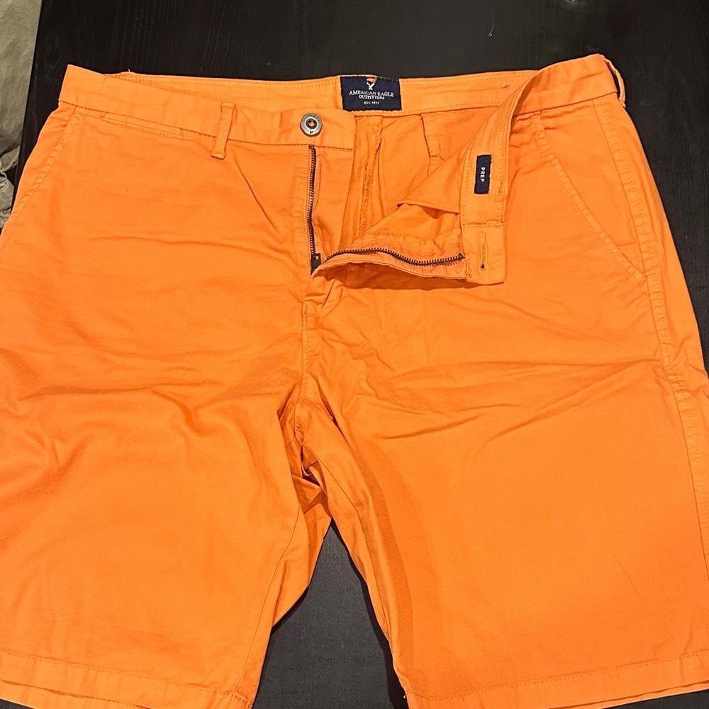 American Eagle Outfitters Men's Bright Orange Flat Front Shorts